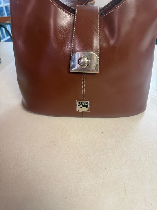 Dooney & Bourke Handbags - Dooney & Bourke Chestnut Brown Leather Shoulder Bag with Silver Hardware VINTAGE